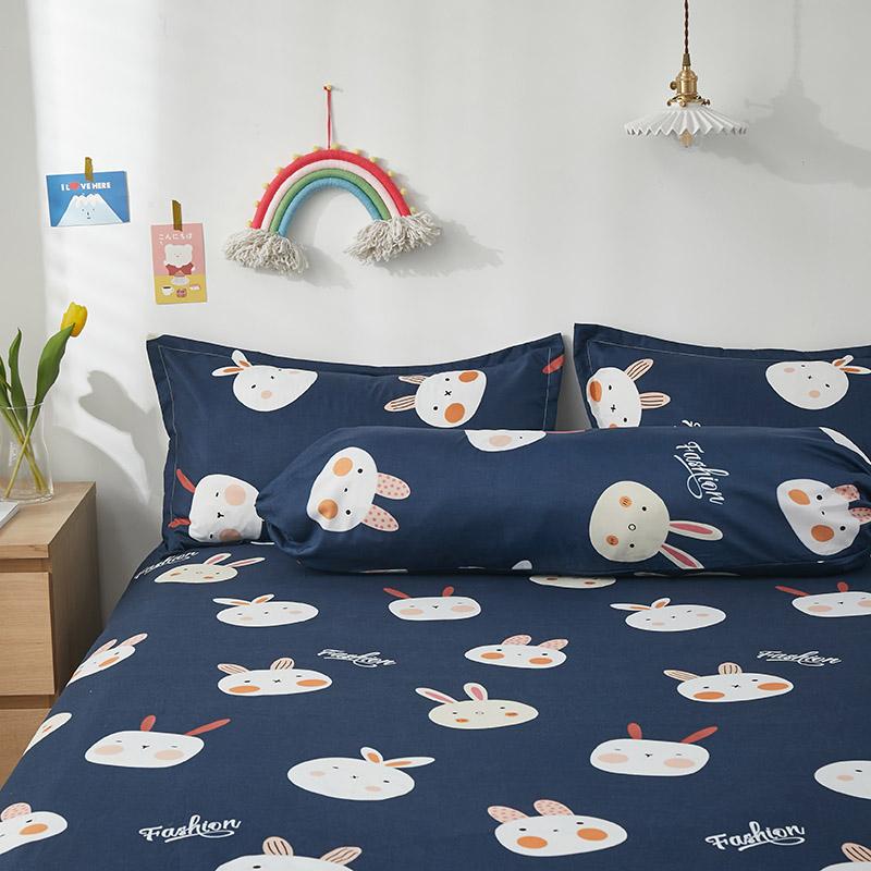 Cute Navy Blue Bunny Fitted Bedsheet - Limited Stock-Kawaii Dream
