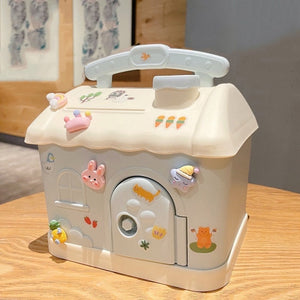 Cute Pink Blue Savings Piggy Bank Money Box House with Stickers-Kawaii Dream