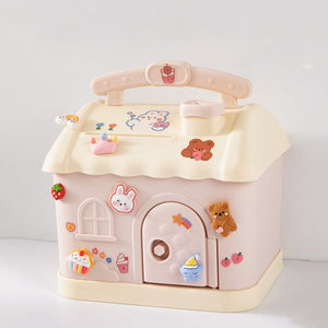 Cute Pink Blue Savings Piggy Bank Money Box House with Stickers-Kawaii Dream