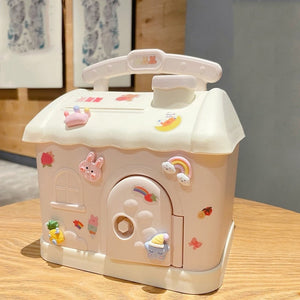 Cute Pink Blue Savings Piggy Bank Money Box House with Stickers-Kawaii Dream