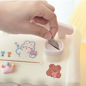 Cute Pink Blue Savings Piggy Bank Money Box House with Stickers-Kawaii Dream