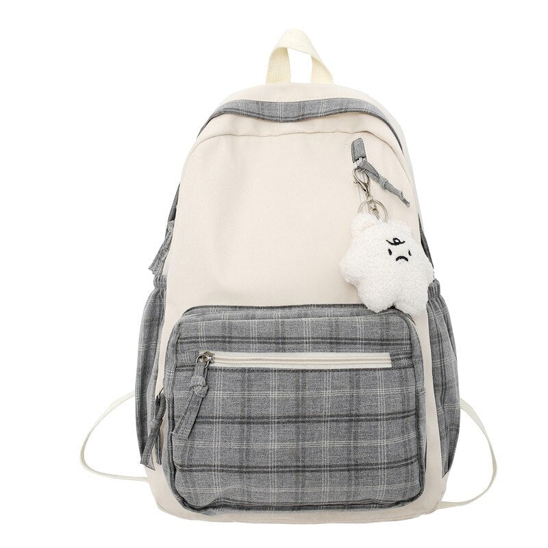 Cute Plaid Two-Tone Pastel Backpack-Kawaii Dream