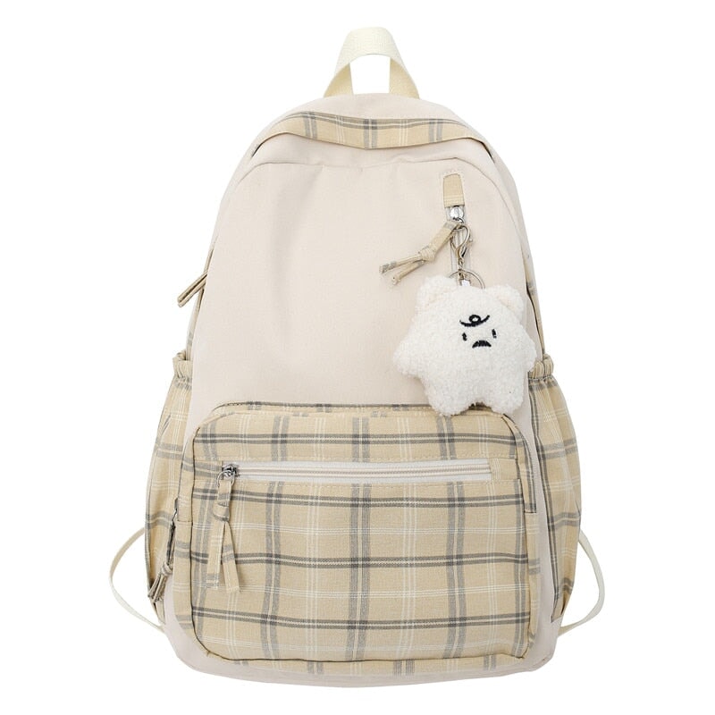 Cute Plaid Two-Tone Pastel Backpack-Kawaii Dream