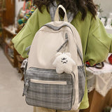 Cute Plaid Two-Tone Pastel Backpack-Kawaii Dream