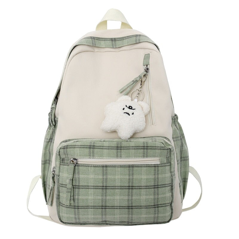 Cute Plaid Two-Tone Pastel Backpack-Kawaii Dream