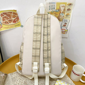 Cute Plaid Two-Tone Pastel Backpack-Kawaii Dream
