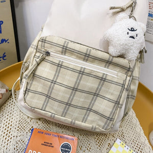 Cute Plaid Two-Tone Pastel Backpack-Kawaii Dream