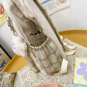 Cute Plaid Two-Tone Pastel Backpack-Kawaii Dream