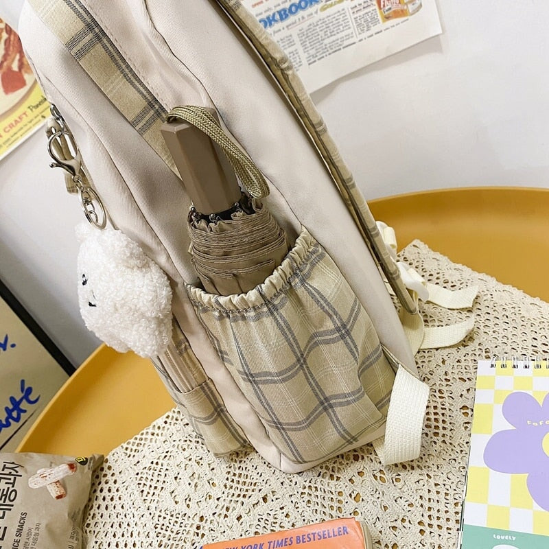 Cute Plaid Two-Tone Pastel Backpack-Kawaii Dream