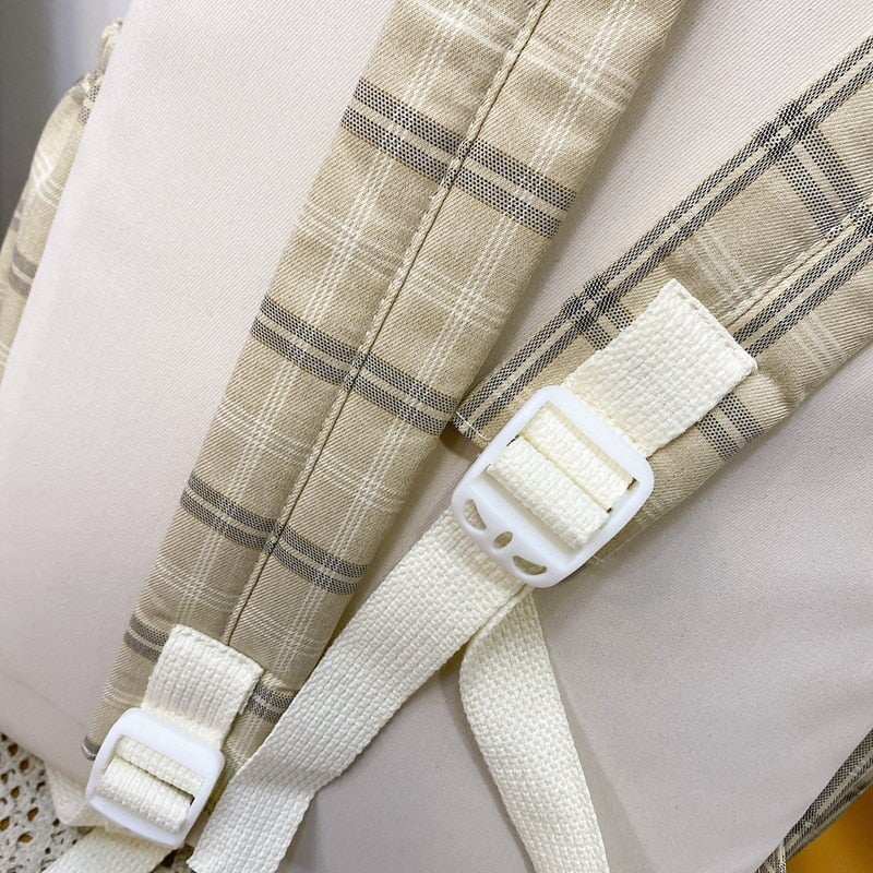 Cute Plaid Two-Tone Pastel Backpack-Kawaii Dream