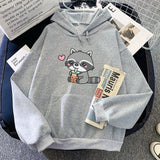 Cute Raccoon Drinking Bubble Milk Tea Unisex Hoodie-Kawaii Dream