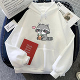 Cute Raccoon Drinking Bubble Milk Tea Unisex Hoodie-Kawaii Dream