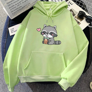 Cute Raccoon Drinking Bubble Milk Tea Unisex Hoodie-Kawaii Dream