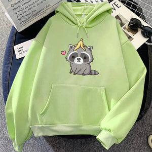 Cute Raccoon with Banana Unisex Hoodie-Kawaii Dream