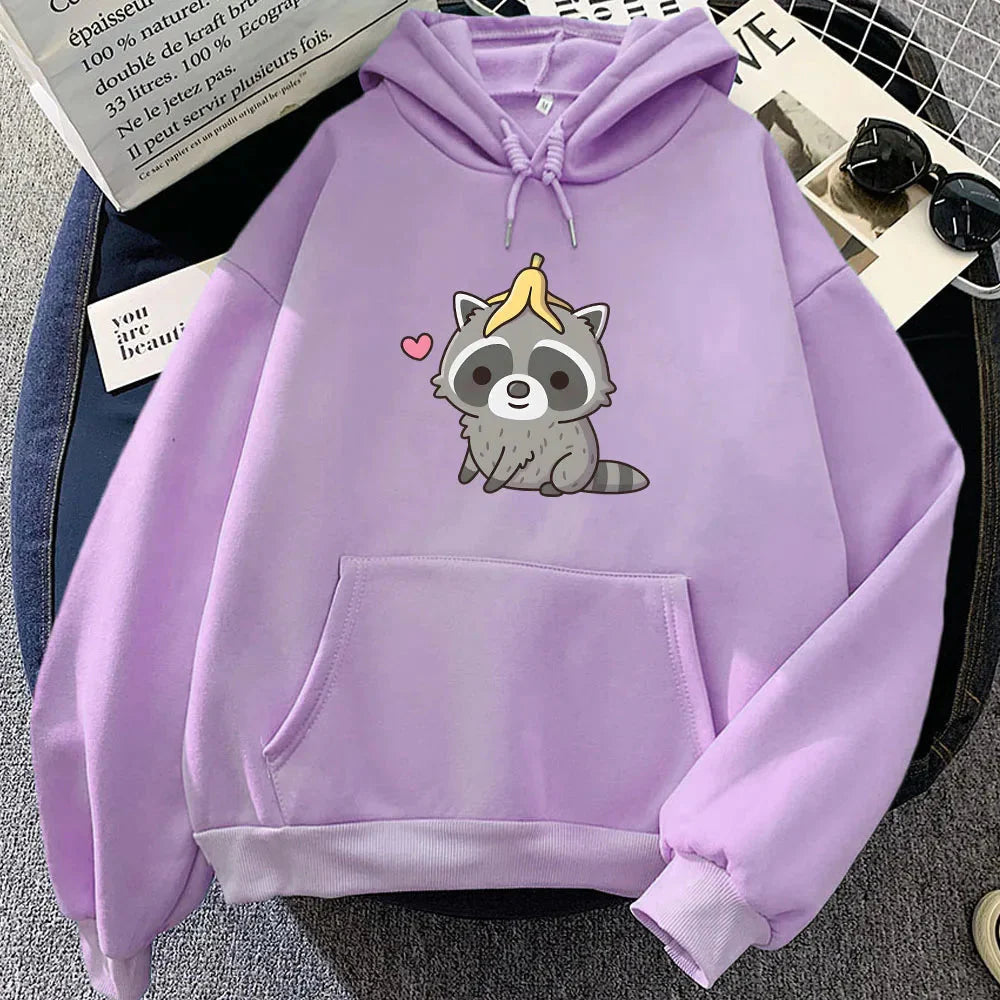 Cute Raccoon with Banana Unisex Hoodie-Kawaii Dream