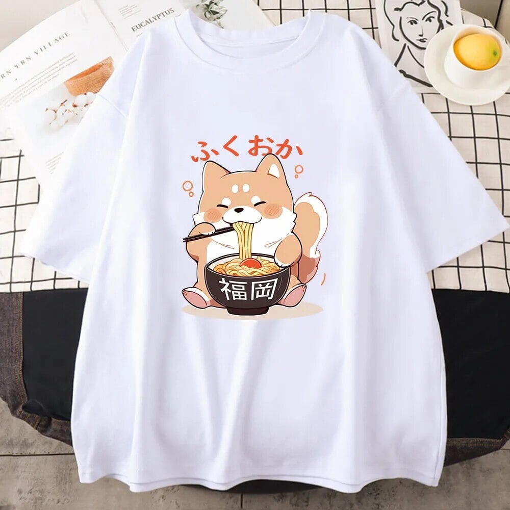 Cute Shiba Inu Slurping Ramen Unisex Tee-Kawaii Dream