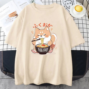 Cute Shiba Inu Slurping Ramen Unisex Tee-Kawaii Dream