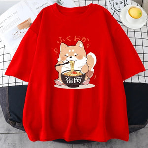 Cute Shiba Inu Slurping Ramen Unisex Tee-Kawaii Dream