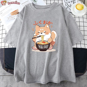 Cute Shiba Inu Slurping Ramen Unisex Tee-Kawaii Dream