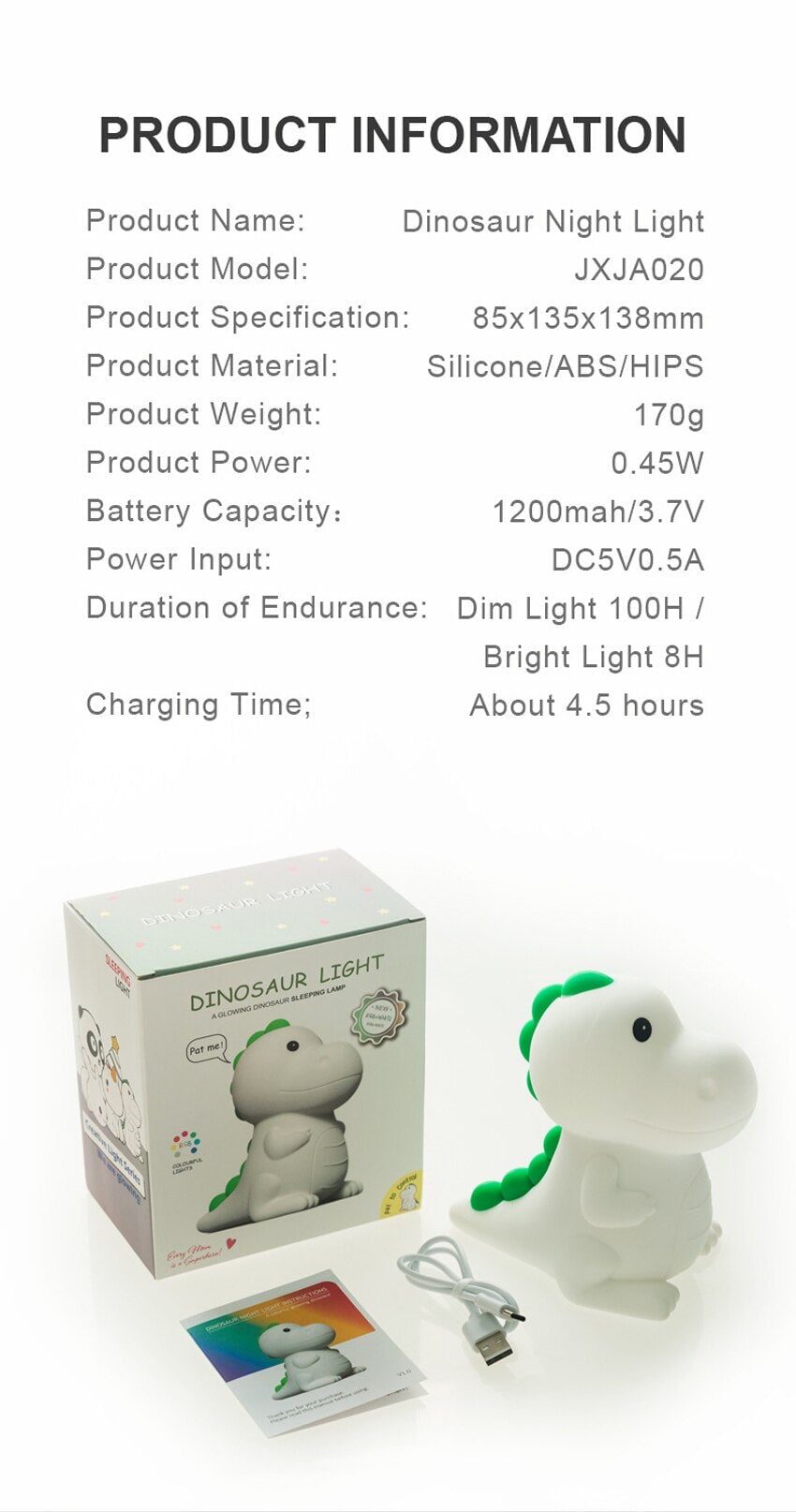 Dinosaur Silicone LED Night Light Cartoon Children-Kawaii Dream