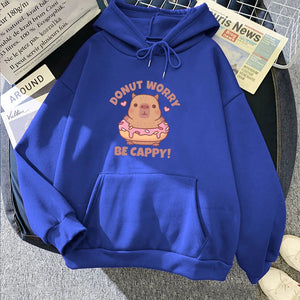 Don't Worry Be Cappy Capybara Donut Unisex Hoodie-Kawaii Dream