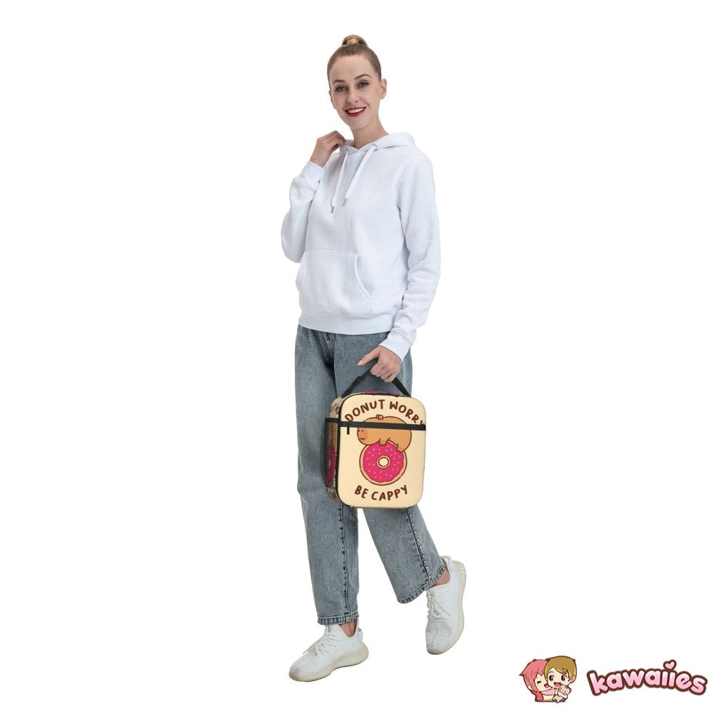 Donut Worry Be Cappy' Capybara Lunch Bags-Kawaii Dream