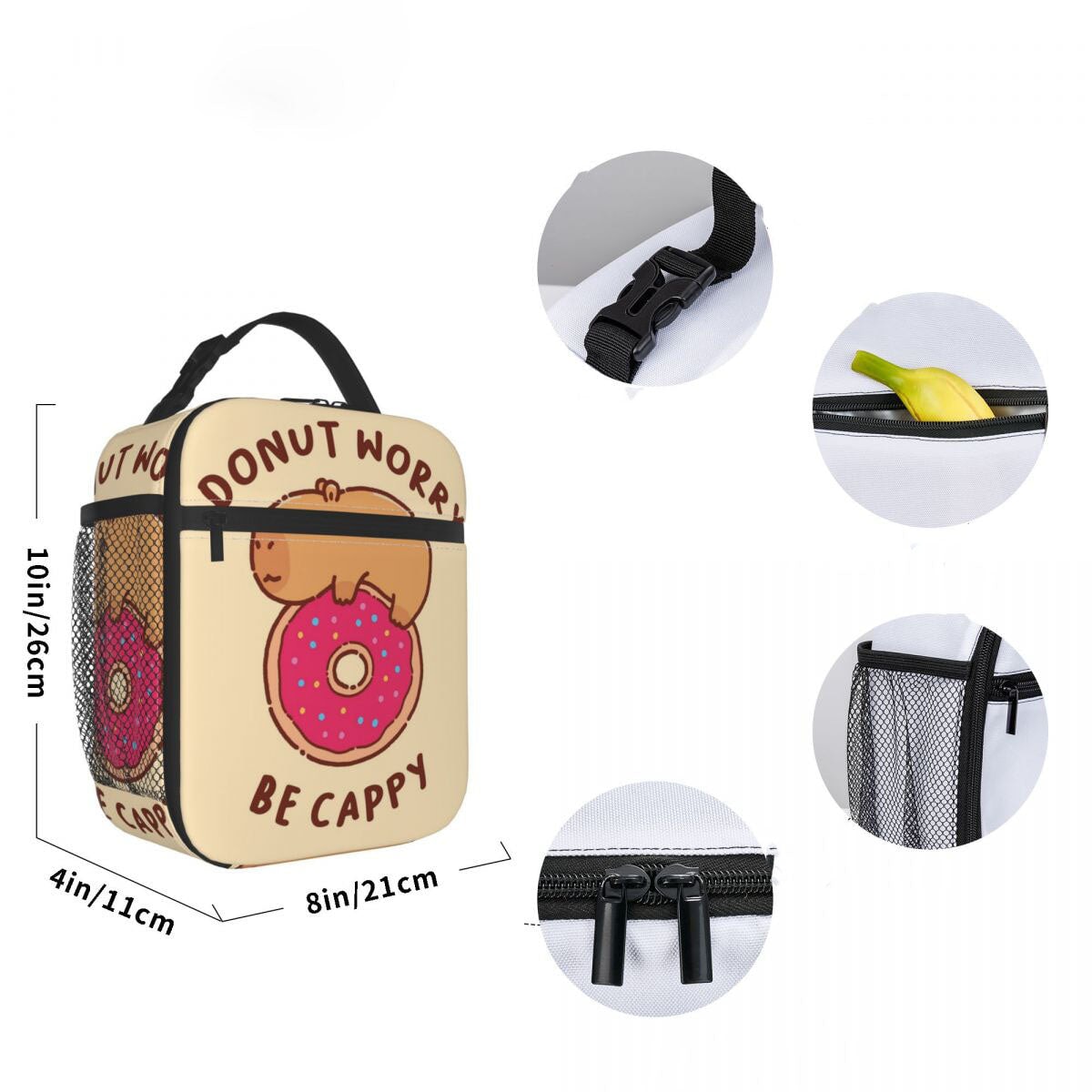 Donut Worry Be Cappy' Capybara Lunch Bags-Kawaii Dream