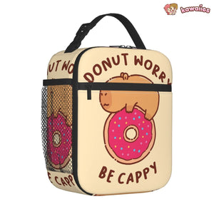 Donut Worry Be Cappy' Capybara Lunch Bags-Kawaii Dream