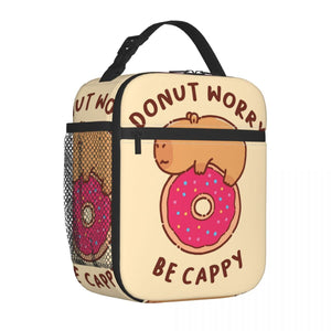 Donut Worry Be Cappy' Capybara Lunch Bags-Kawaii Dream