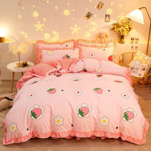 Dreaming Strawberry Kawaii Bedding Set without Bed Sheet-Kawaii Dream