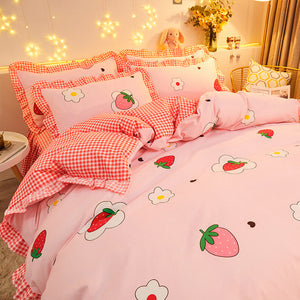 Dreaming Strawberry Kawaii Bedding Set without Bed Sheet-Kawaii Dream