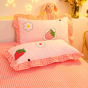 Dreaming Strawberry Kawaii Bedding Set without Bed Sheet-Kawaii Dream