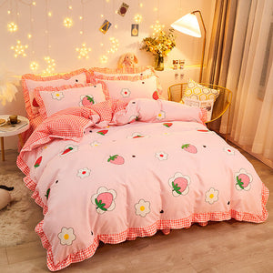Dreaming Strawberry Kawaii Bedding Set without Bed Sheet-Kawaii Dream