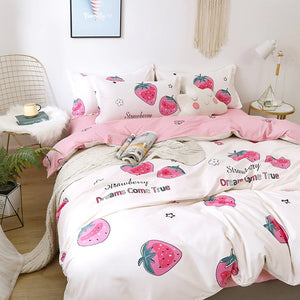 Dreams Come True White Strawberry Bedding Set-Kawaii Dream