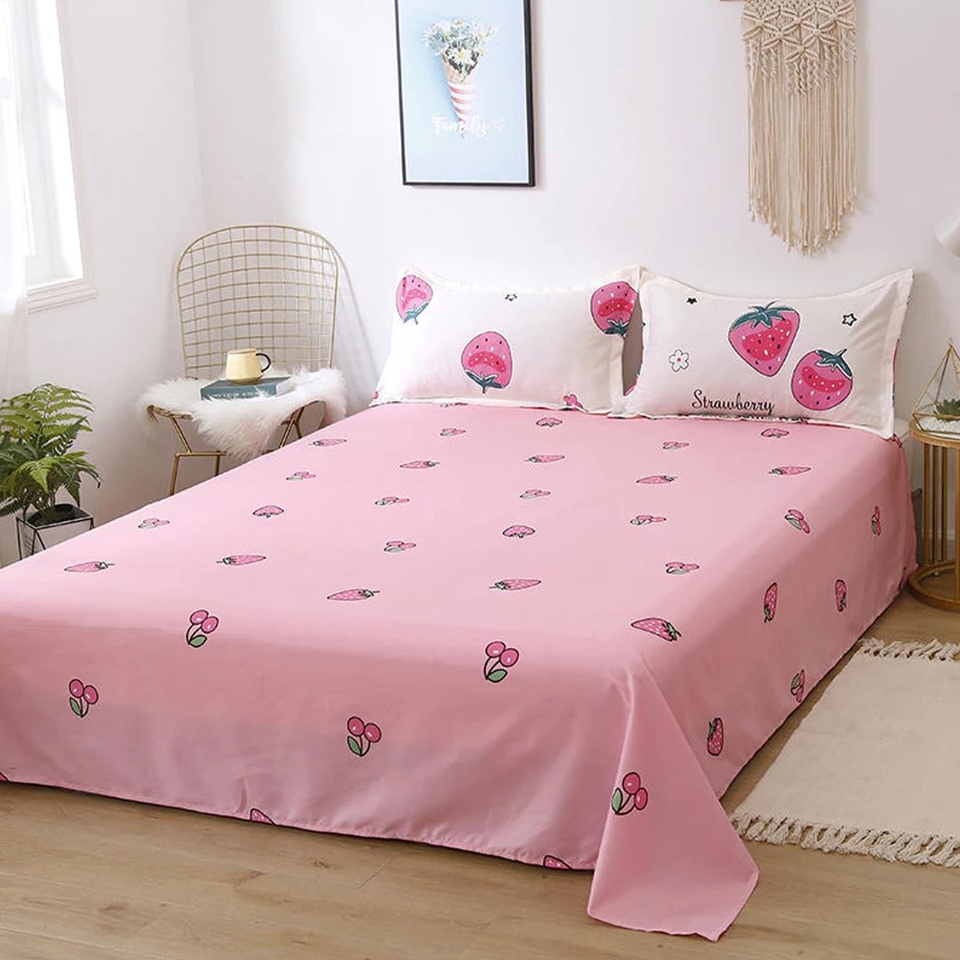 Dreams Come True White Strawberry Bedding Set-Kawaii Dream