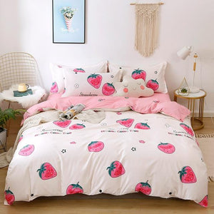 Dreams Come True White Strawberry Bedding Set-Kawaii Dream