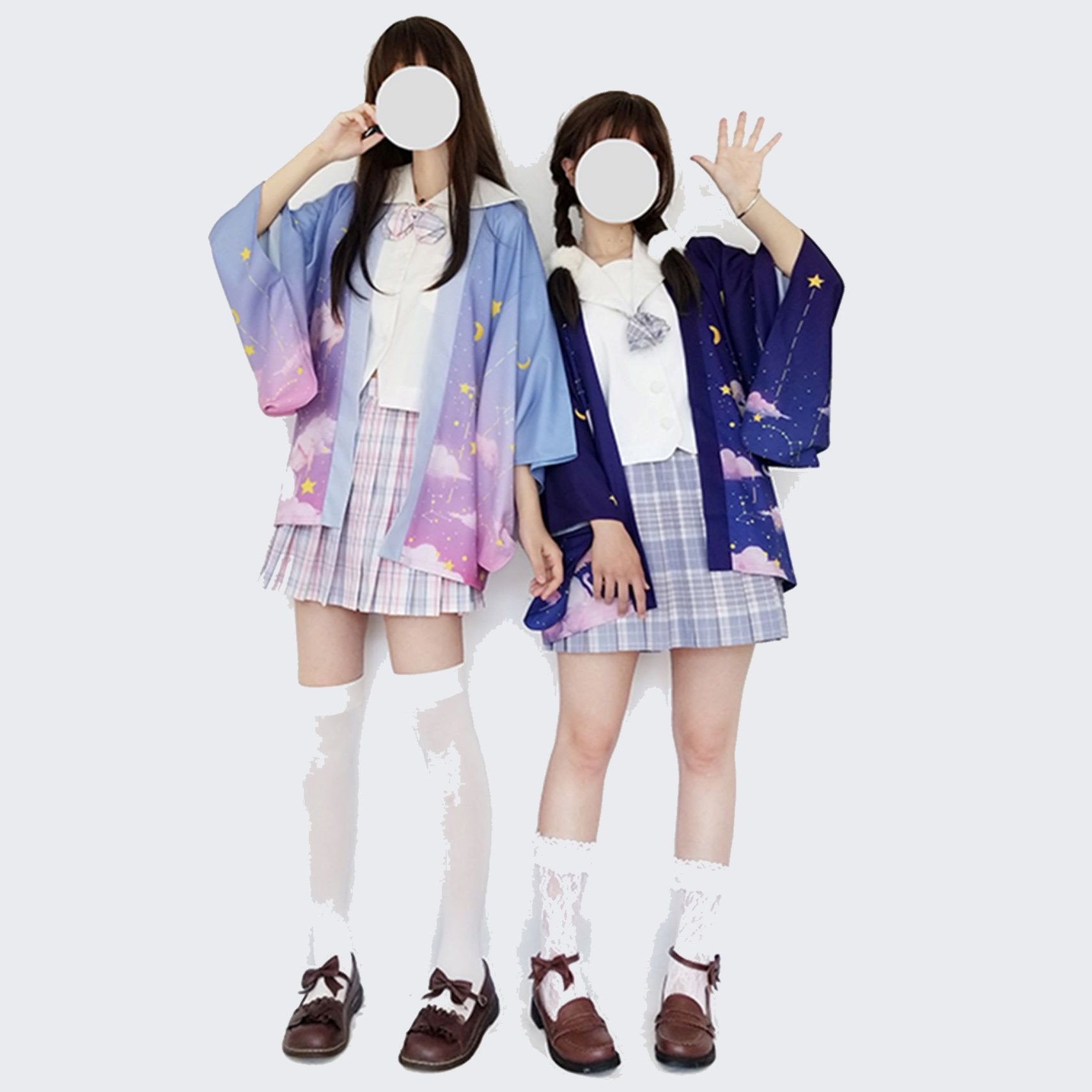 Elegant Sky Clouds Flying Cats Japanese Kimono-Kawaii Dream