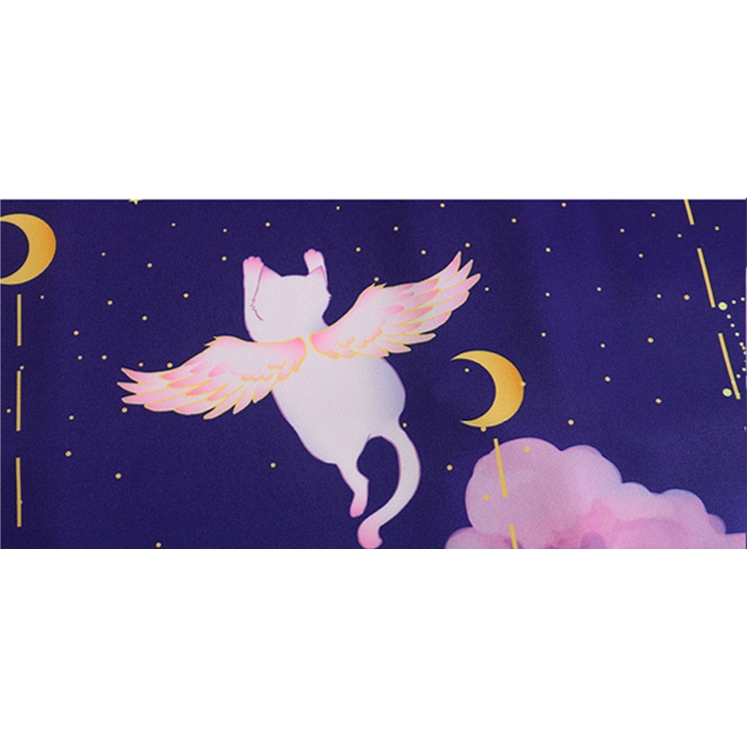 Elegant Sky Clouds Flying Cats Japanese Kimono-Kawaii Dream