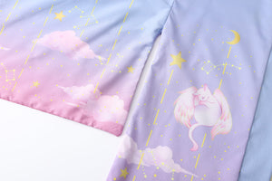Elegant Sky Clouds Flying Cats Japanese Kimono-Kawaii Dream