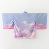 Elegant Sky Clouds Flying Cats Japanese Kimono-Kawaii Dream