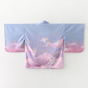 Elegant Sky Clouds Flying Cats Japanese Kimono-Kawaii Dream