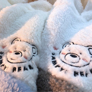 Embroidery Bear Polyester Two-Tone Wool Jacket-Kawaii Dream