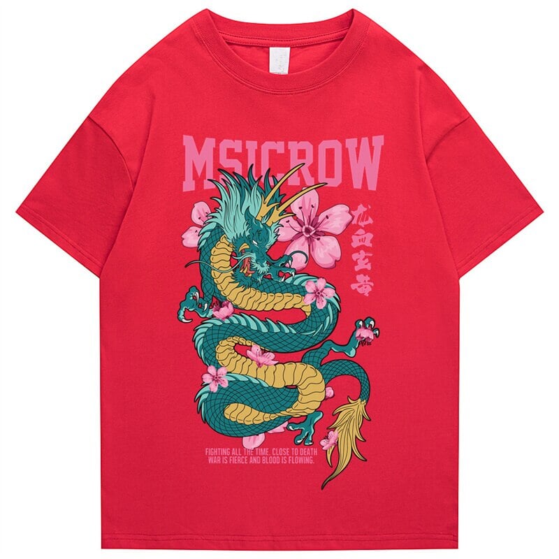 Emerald Dragon Pink Sakura Unisex Cotton Tee-Kawaii Dream