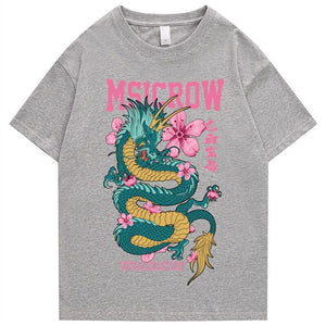 Emerald Dragon Pink Sakura Unisex Cotton Tee-Kawaii Dream