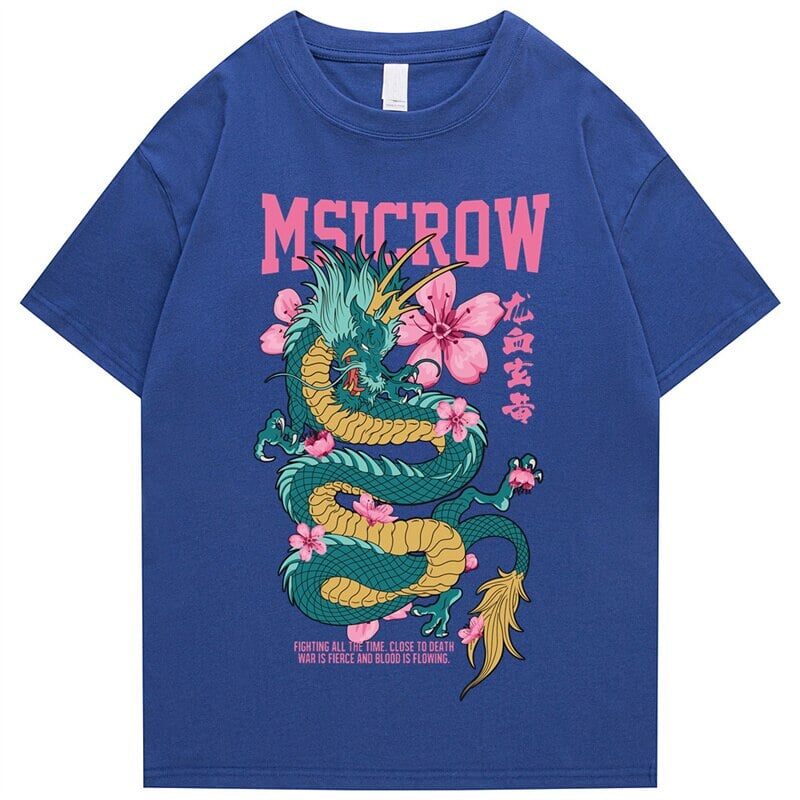 Emerald Dragon Pink Sakura Unisex Cotton Tee-Kawaii Dream