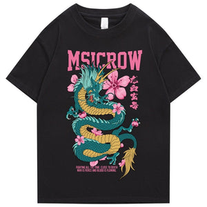 Emerald Dragon Pink Sakura Unisex Cotton Tee-Kawaii Dream