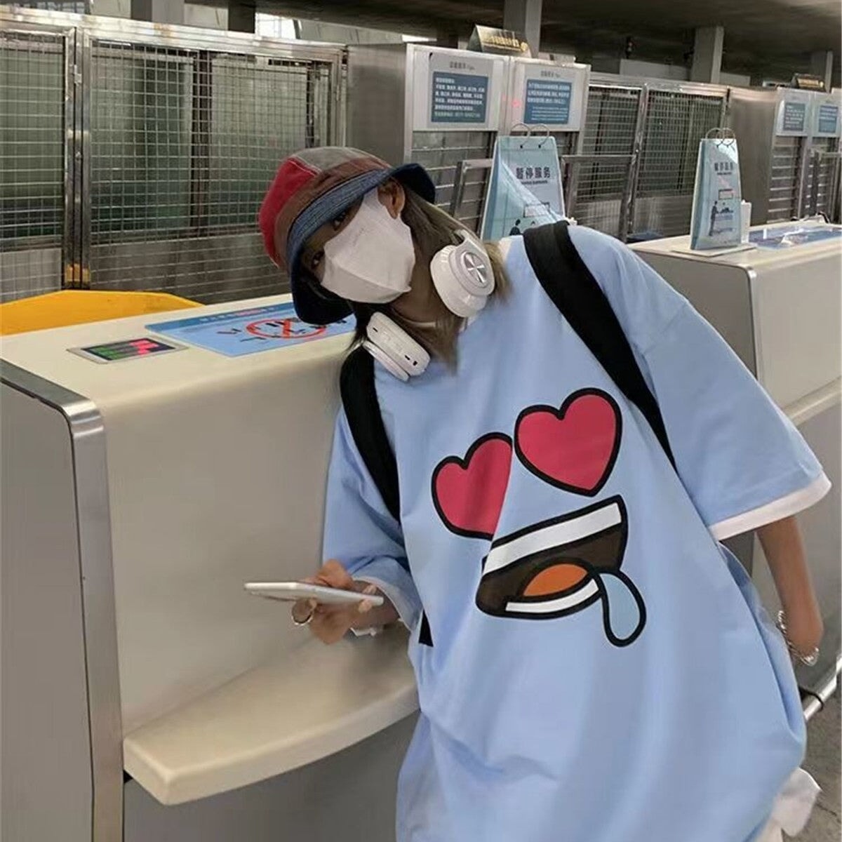 Emoji Expression Oversized Tee-Kawaii Dream