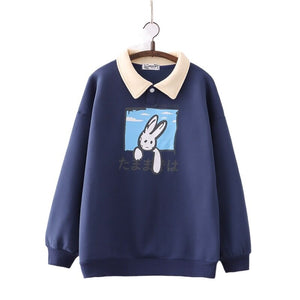 Farewell Bunny Polo Sweatshirt-Kawaii Dream