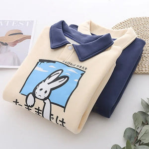 Farewell Bunny Polo Sweatshirt-Kawaii Dream