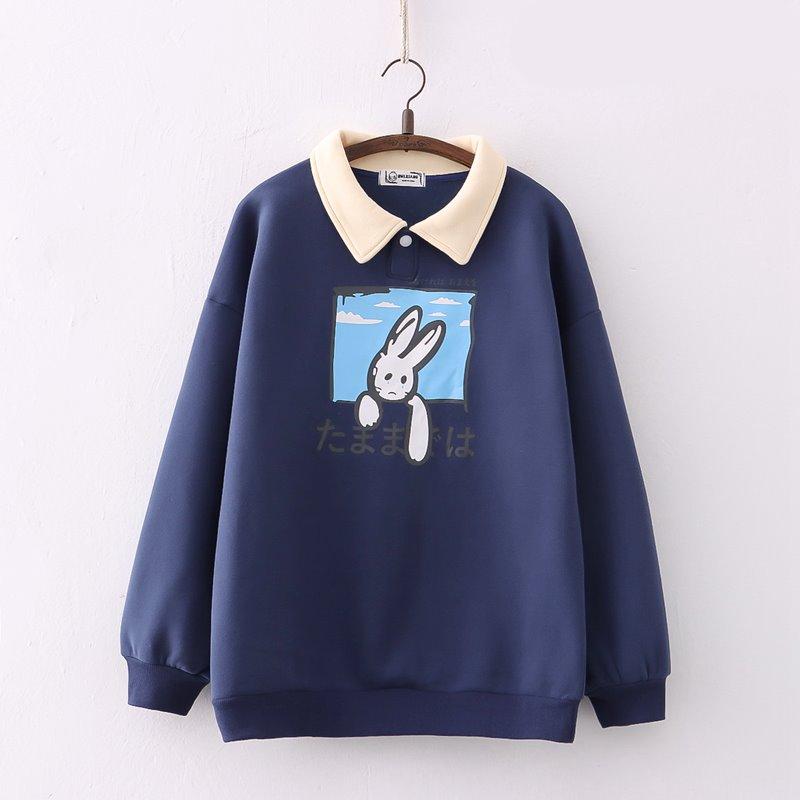 Farewell Bunny Polo Sweatshirt-Kawaii Dream